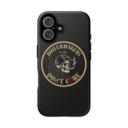 Boilermakers Don’t Care Phone Case — full-wrap skull design, drop-tested protection with attitude. Built tough for the hands that make the world work.