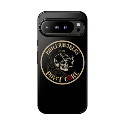 Boilermakers Don’t Care Phone Case — full-wrap skull design, drop-tested protection with attitude. Built tough for the hands that make the world work.