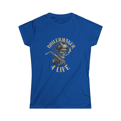 Boilermaker Women’s Softstyle Tee - Fun Graphic Tee, Unique Gift, Casual Wear, Workwear, Skull Design