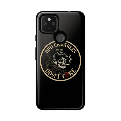 Boilermakers Don’t Care Phone Case — full-wrap skull design, drop-tested protection with attitude. Built tough for the hands that make the world work.