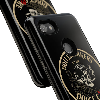 Boilermakers Don’t Care Phone Case — full-wrap skull design, drop-tested protection with attitude. Built tough for the hands that make the world work.
