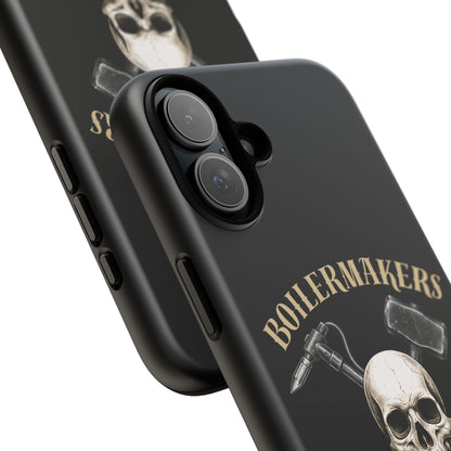 Boilermakers Don’t Care Tough Case — skull-and-hammer design, full-wrap protection built for the hard hands who keep the world running.