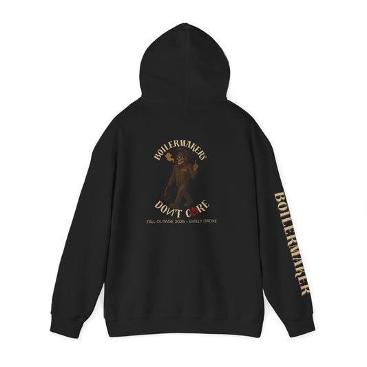 Boilermakers Don’t Care Hoodie – Lively Grove Fall Outage 2025 Edition
