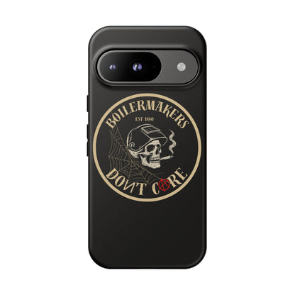 Boilermakers Don’t Care Phone Case — full-wrap skull design, drop-tested protection with attitude. Built tough for the hands that make the world work.