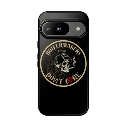 Boilermakers Don’t Care Phone Case — full-wrap skull design, drop-tested protection with attitude. Built tough for the hands that make the world work.
