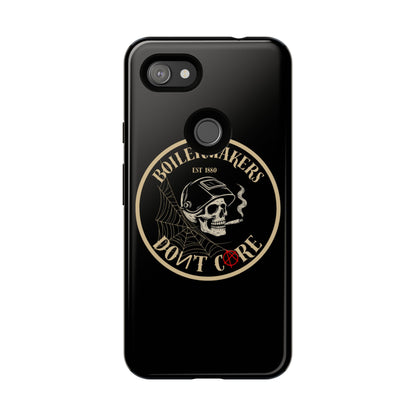 Boilermakers Don’t Care Phone Case — full-wrap skull design, drop-tested protection with attitude. Built tough for the hands that make the world work.