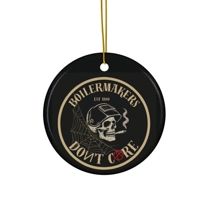 Tough, bold, and unapologetic — the Boilermakers Don’t Care ornament brings trade pride to your tree.