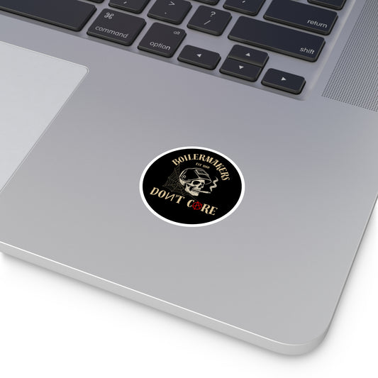 Boilermaker Round Stickers, Skull Design, Unique Vinyl Decals, Aesthetic Laptop Stickers, Gift for Builders