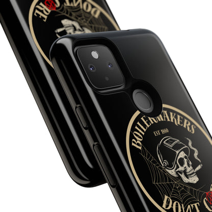 Boilermakers Don’t Care Phone Case — full-wrap skull design, drop-tested protection with attitude. Built tough for the hands that make the world work.