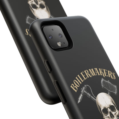 Boilermakers Don’t Care Tough Case — skull-and-hammer design, full-wrap protection built for the hard hands who keep the world running.