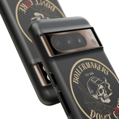 Boilermakers Don’t Care Phone Case — full-wrap skull design, drop-tested protection with attitude. Built tough for the hands that make the world work.