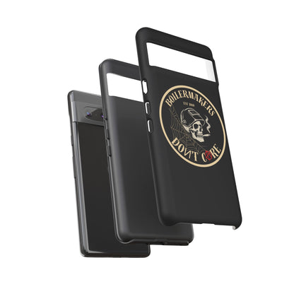 Boilermakers Don’t Care Phone Case — full-wrap skull design, drop-tested protection with attitude. Built tough for the hands that make the world work.