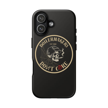 Boilermakers Don’t Care Phone Case — full-wrap skull design, drop-tested protection with attitude. Built tough for the hands that make the world work.