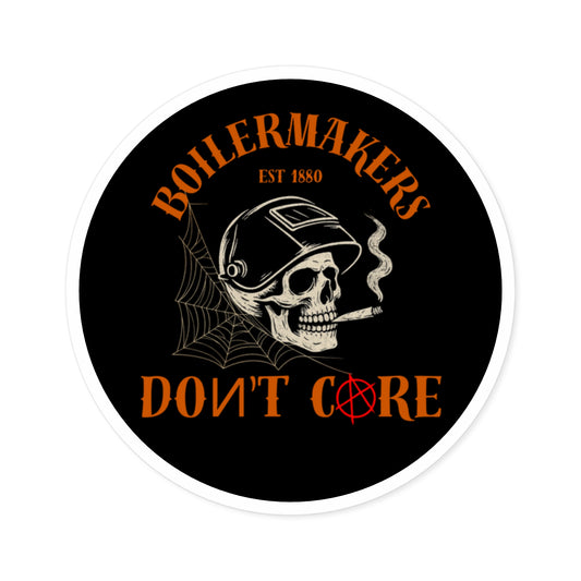 Boilermaker Round Stickers, Skull Design, Unique Vinyl Decals, Aesthetic Laptop Stickers, Gift for Builders