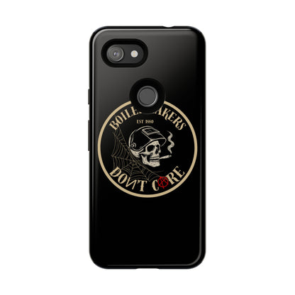 Boilermakers Don’t Care Phone Case — full-wrap skull design, drop-tested protection with attitude. Built tough for the hands that make the world work.